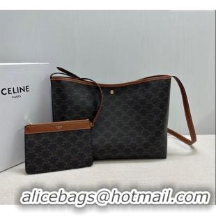 Best Grade Celine Soft Shopping Bag in Triomphe Canvas and Calfskin Leather 123912 2025