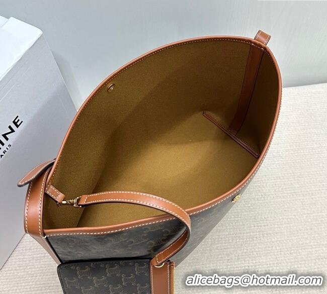 Best Grade Celine Soft Shopping Bag in Triomphe Canvas and Calfskin Leather 123912 2025