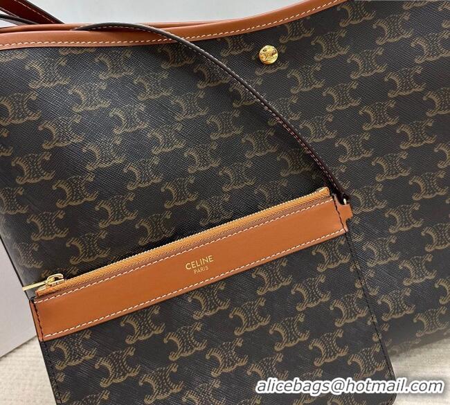 Best Grade Celine Soft Shopping Bag in Triomphe Canvas and Calfskin Leather 123912 2025