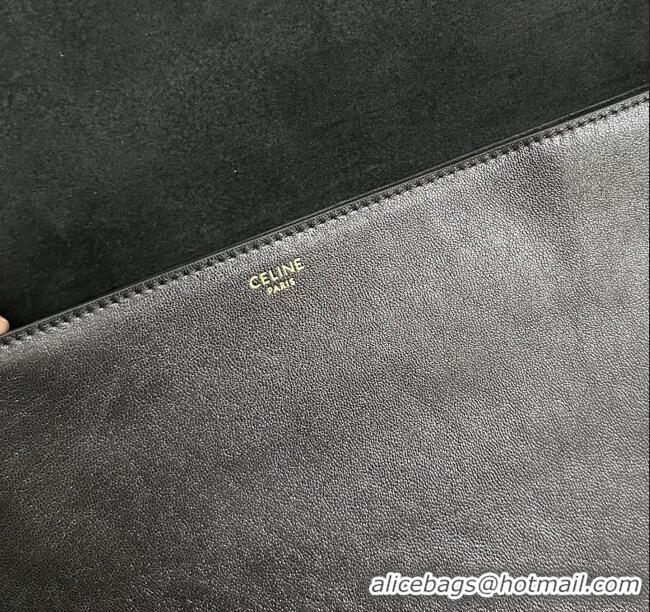 Top Quality Celine Besace Soft Triomphe in Supple Shiny Lambskin 123632 Black 2025