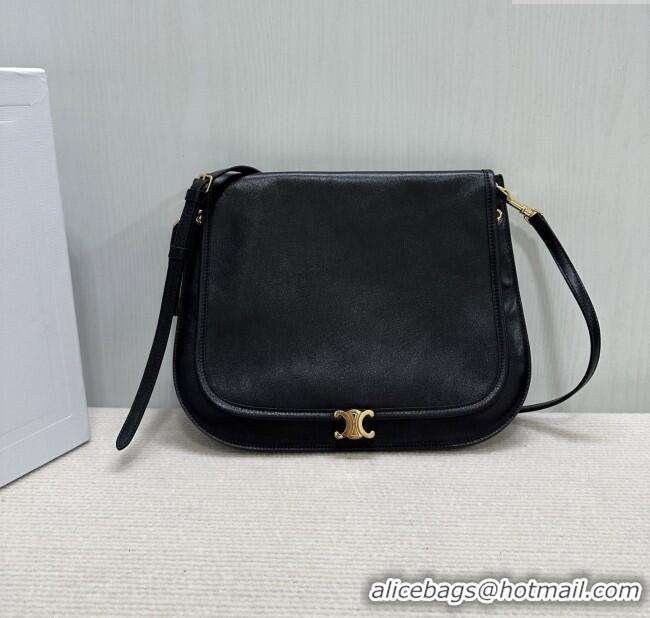 Top Quality Celine Besace Soft Triomphe in Supple Shiny Lambskin 123632 Black 2025