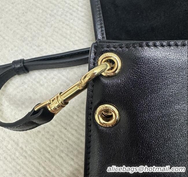 Top Quality Celine Besace Soft Triomphe in Supple Shiny Lambskin 123632 Black 2025