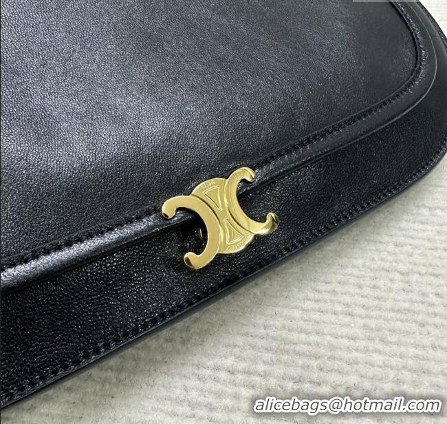 Top Quality Celine Besace Soft Triomphe in Supple Shiny Lambskin 123632 Black 2025