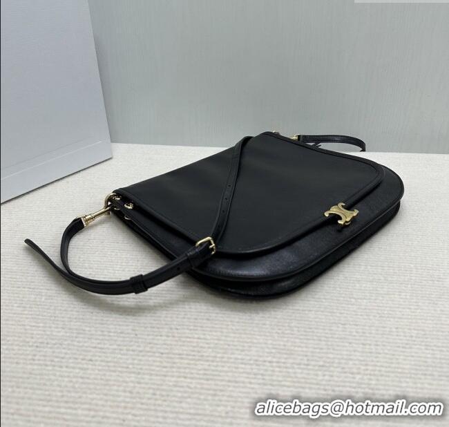 Top Quality Celine Besace Soft Triomphe in Supple Shiny Lambskin 123632 Black 2025