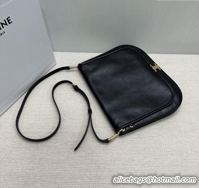 Top Quality Celine Besace Soft Triomphe in Supple Shiny Lambskin 123632 Black 2025