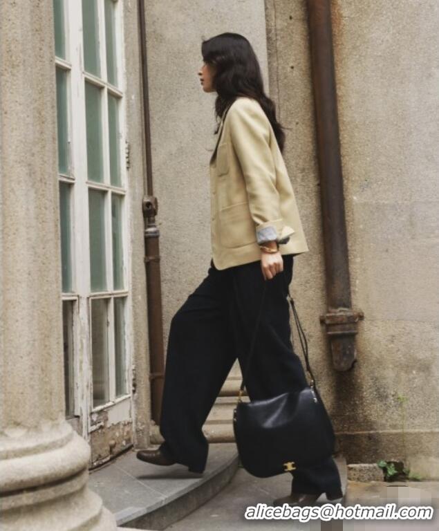 Top Quality Celine Besace Soft Triomphe in Supple Shiny Lambskin 123632 Black 2025