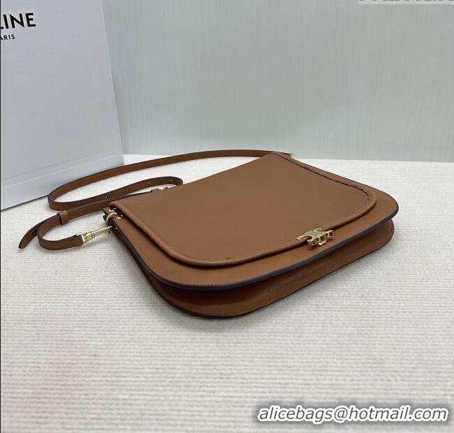 Good Product Celine Besace Soft Triomphe in Supple Shiny Lambskin 123632 Tan 2025