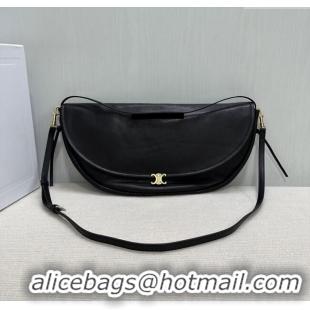 Promotional Celine Halfmoon Soft Triomphe Bag in Supple Shiny Lambskin 124142 Black 2025