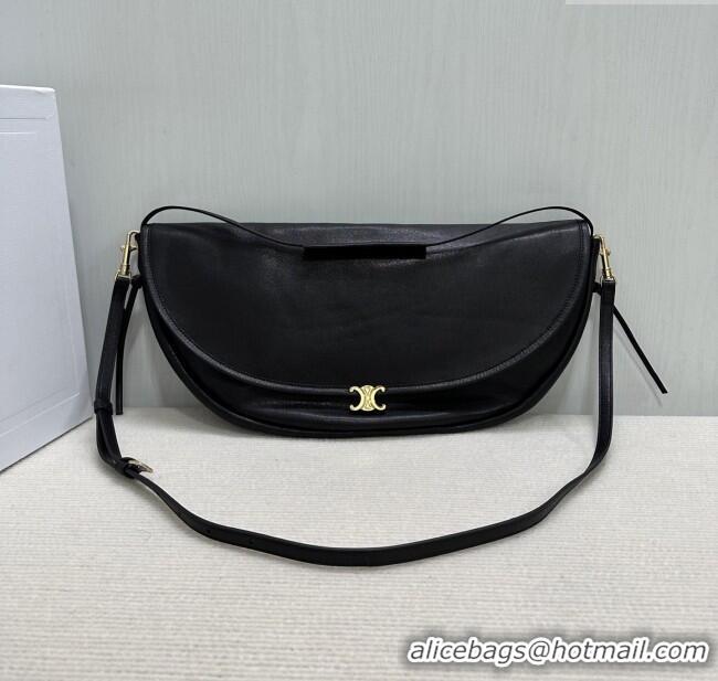 Promotional Celine Halfmoon Soft Triomphe Bag in Supple Shiny Lambskin 124142 Black 2025