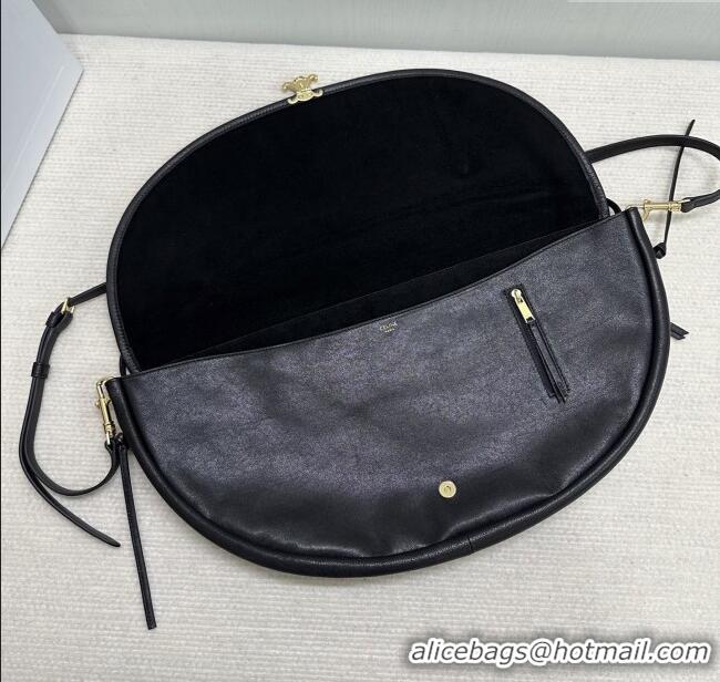 Promotional Celine Halfmoon Soft Triomphe Bag in Supple Shiny Lambskin 124142 Black 2025