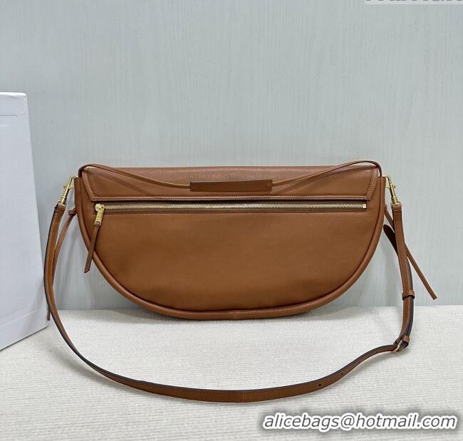 Shop Discount Celine Halfmoon Soft Triomphe Bag in Supple Shiny Lambskin 124142 Tan 2025