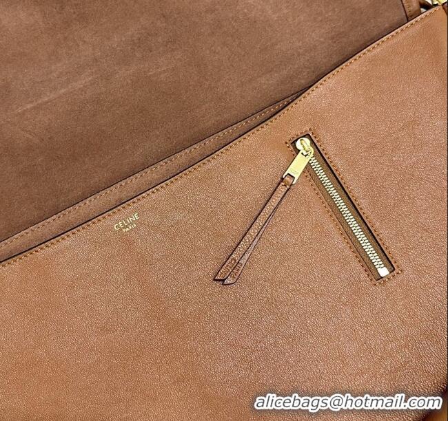 Shop Discount Celine Halfmoon Soft Triomphe Bag in Supple Shiny Lambskin 124142 Tan 2025