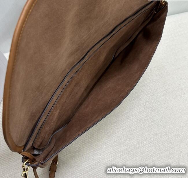 Shop Discount Celine Halfmoon Soft Triomphe Bag in Supple Shiny Lambskin 124142 Tan 2025