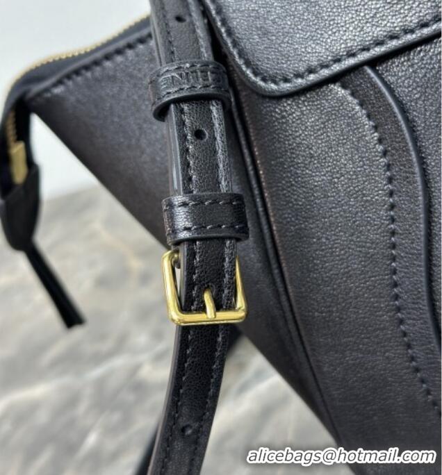 Luxury Cheap Celine Small New Luggage in Supple Shiny Lambskin 124213 Black 2025