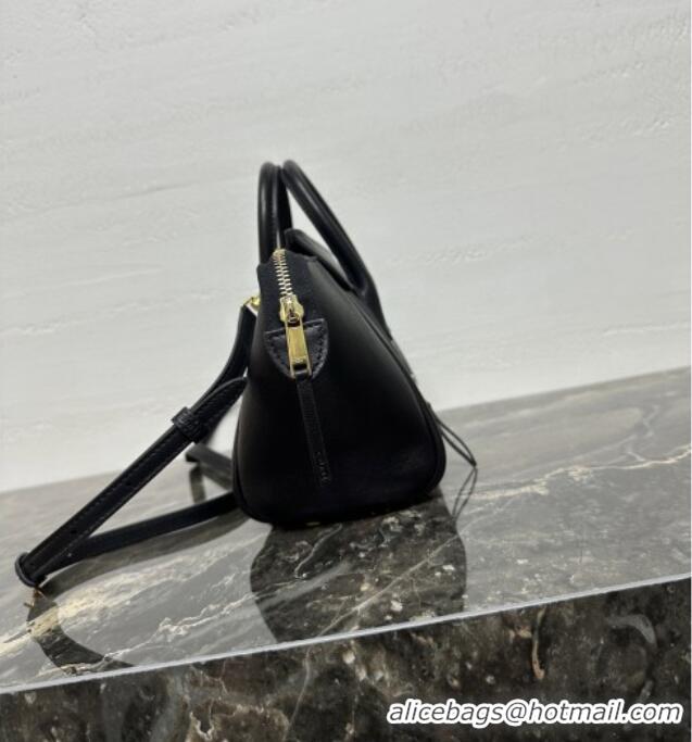 Luxury Cheap Celine Small New Luggage in Supple Shiny Lambskin 124213 Black 2025