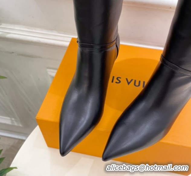 Unique Style Louis Vuitton 6AM Heel High Boots 5.5cm in Calf Leather with Back Strap Black 1AIUOR 1021145