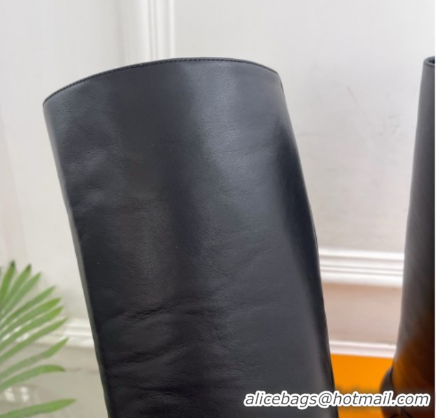 Unique Style Louis Vuitton 6AM Heel High Boots 5.5cm in Calf Leather with Back Strap Black 1AIUOR 1021145