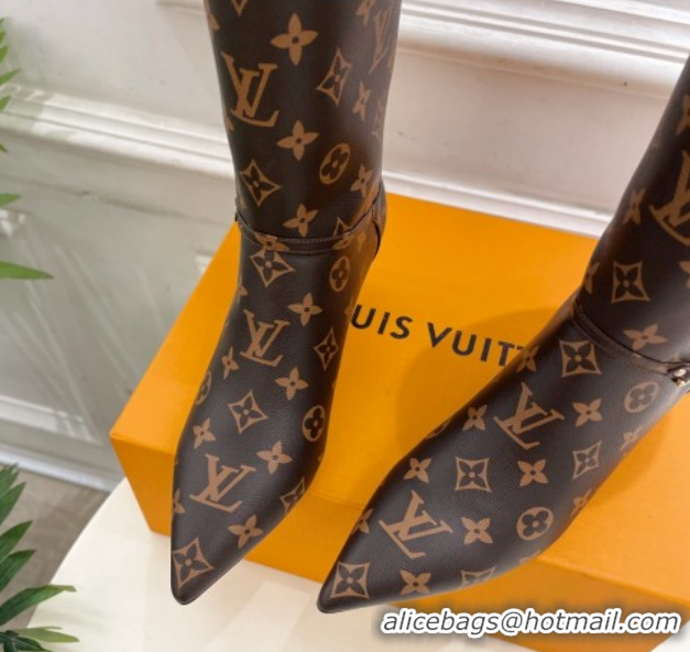 Luxurious Louis Vuitton 6AM Heel High Boots 5.5cm in Monogram Canvas with Back Strap 1AIUOR 1021143
