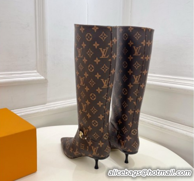 Luxurious Louis Vuitton 6AM Heel High Boots 5.5cm in Monogram Canvas with Back Strap 1AIUOR 1021143