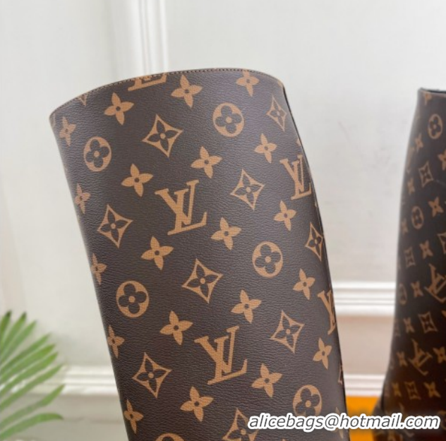 Luxurious Louis Vuitton 6AM Heel High Boots 5.5cm in Monogram Canvas with Back Strap 1AIUOR 1021143