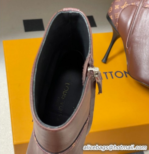Pretty Style Louis Vuitton 6AM Heel Ankle Boots 9.5cm in Monogram Canvas and Leather with Back Strap Brown 1AIUOR 102114
