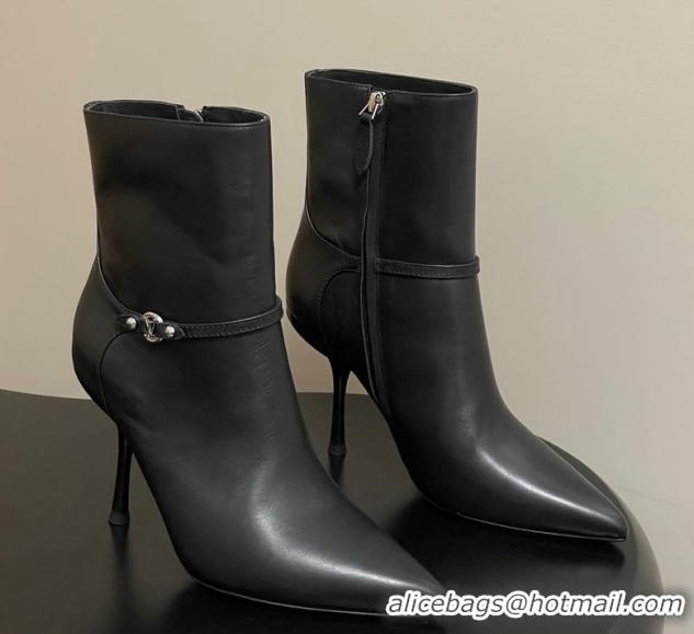 Grade Quality Louis Vuitton 6AM Heel Ankle Boots 9.5cm in Calf Leather with Back Strap Black 1AIUOR 1021150