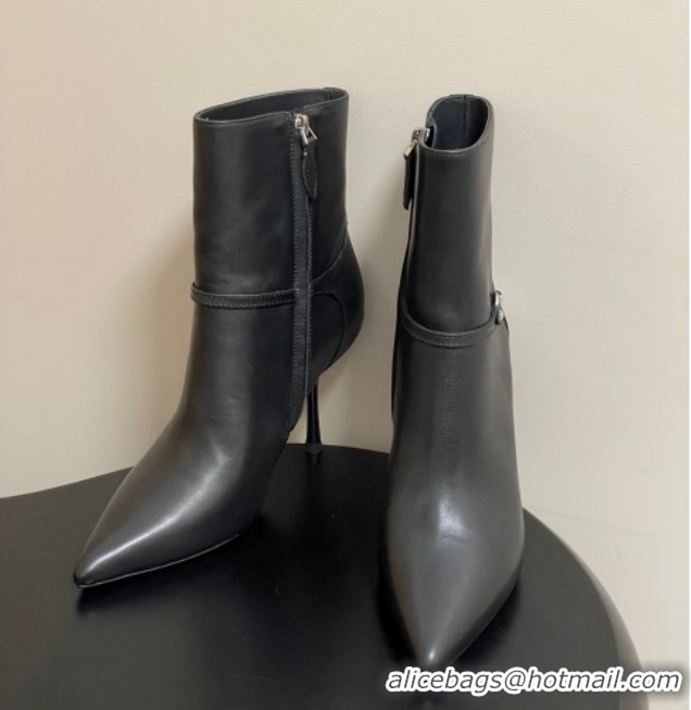 Grade Quality Louis Vuitton 6AM Heel Ankle Boots 9.5cm in Calf Leather with Back Strap Black 1AIUOR 1021150