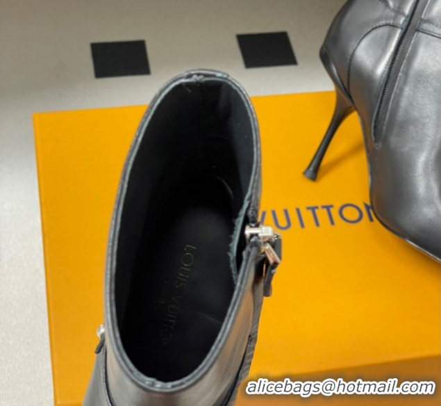Grade Quality Louis Vuitton 6AM Heel Ankle Boots 9.5cm in Calf Leather with Back Strap Black 1AIUOR 1021150