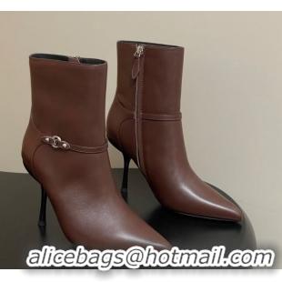 Purchase Louis Vuitton 6AM Heel Ankle Boots 9.5cm in Calf Leather with Back Strap Brown 1AIUOR 1021151