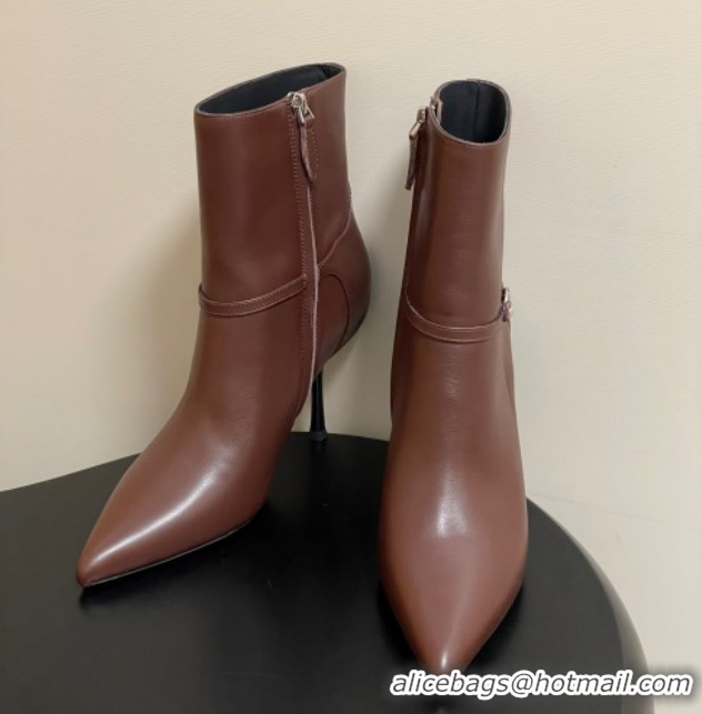 Purchase Louis Vuitton 6AM Heel Ankle Boots 9.5cm in Calf Leather with Back Strap Brown 1AIUOR 1021151