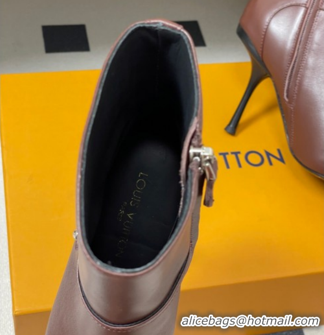 Purchase Louis Vuitton 6AM Heel Ankle Boots 9.5cm in Calf Leather with Back Strap Brown 1AIUOR 1021151