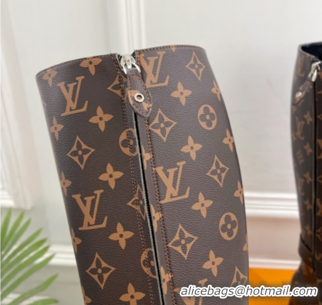 Unique Style Louis Vuitton Heel High Boots 5cm in Monogram Canvas with Buckle Strap LV102201 1022001