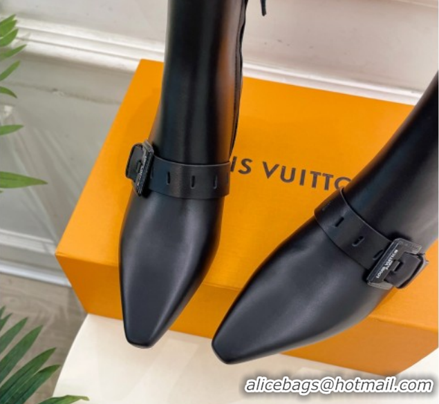 Charming Louis Vuitton Fusee Heel Ankle Boots 5cm in Calf Leather with Buckle Strap Black 1022007