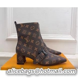 Sumptuous Louis Vuitton Fusee Heel Ankle Boots 5cm in Monogram Canvas with Buckle Strap 1022010