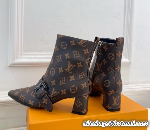 Sumptuous Louis Vuitton Fusee Heel Ankle Boots 5cm in Monogram Canvas with Buckle Strap 1022010