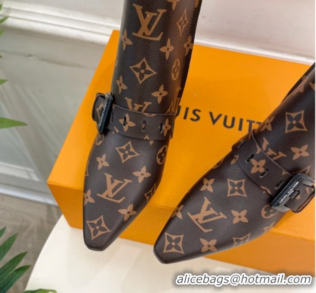 Sumptuous Louis Vuitton Fusee Heel Ankle Boots 5cm in Monogram Canvas with Buckle Strap 1022010