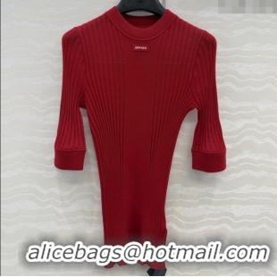 Inexpensive Miu Miu Wool Short-sleeved Sweater M121902 Red 2025