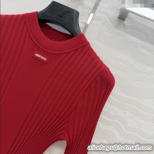 Inexpensive Miu Miu Wool Short-sleeved Sweater M121902 Red 2025