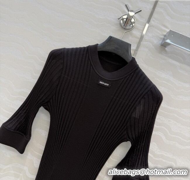 Famous Brand Miu Miu Wool Short-sleeved Sweater M121903 Brown 2025