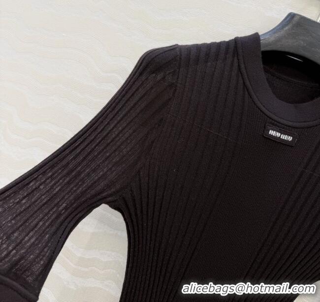 Famous Brand Miu Miu Wool Short-sleeved Sweater M121903 Brown 2025