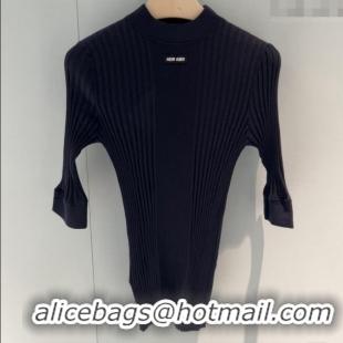 Top Grade Miu Miu Wool Short-sleeved Sweater M121904 Black 2025