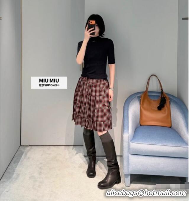 Top Grade Miu Miu Wool Short-sleeved Sweater M121904 Black 2025