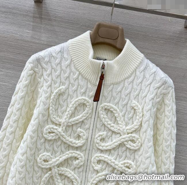 Good Taste Loewe Wool Zipped Cardigan L121906 Beige 2025