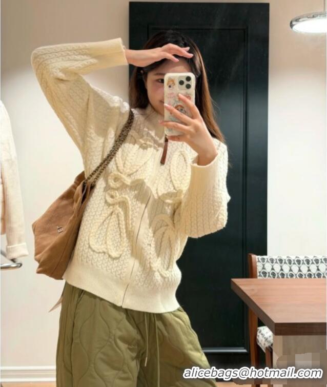 Good Taste Loewe Wool Zipped Cardigan L121906 Beige 2025