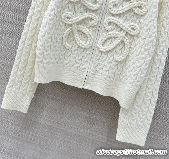 Good Taste Loewe Wool Zipped Cardigan L121906 Beige 2025