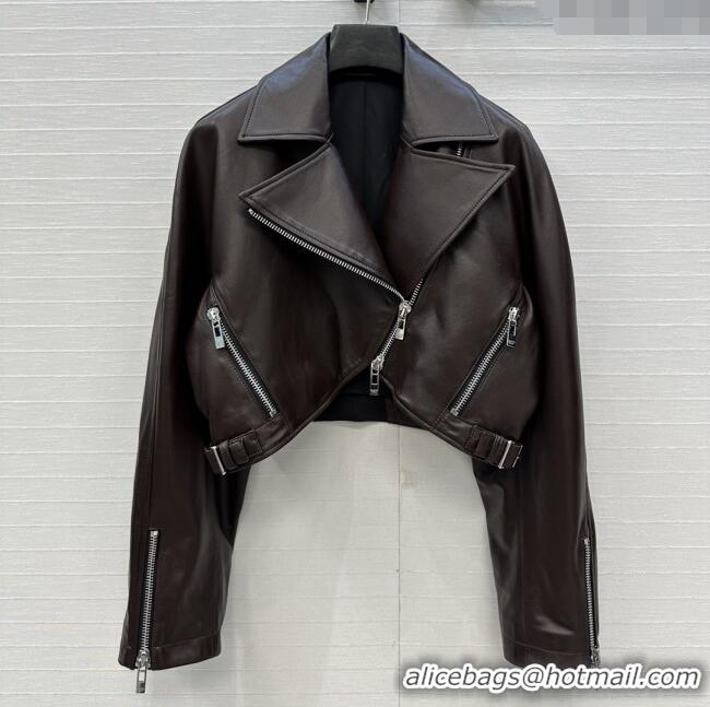 Famous Brand Alaia Lambskin Jacket A121911 Dark Brown 2025