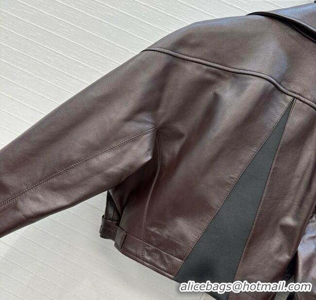 Famous Brand Alaia Lambskin Jacket A121911 Dark Brown 2025