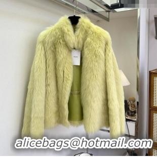Top Grade Discount Celine One Fur Coat C121918 Green 2025