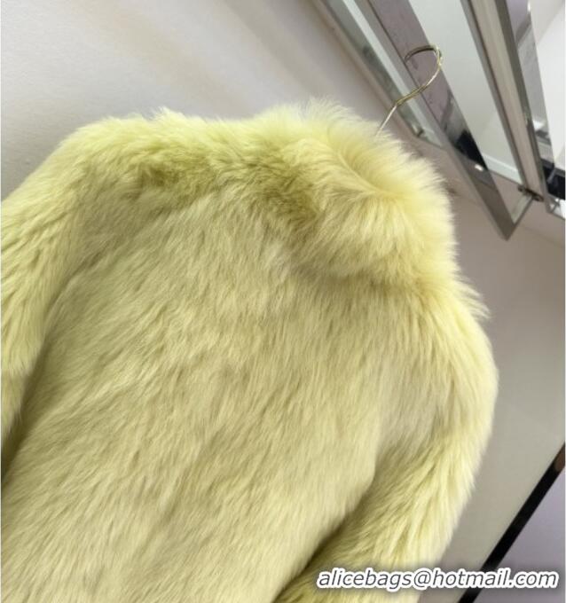 Top Grade Discount Celine One Fur Coat C121918 Green 2025