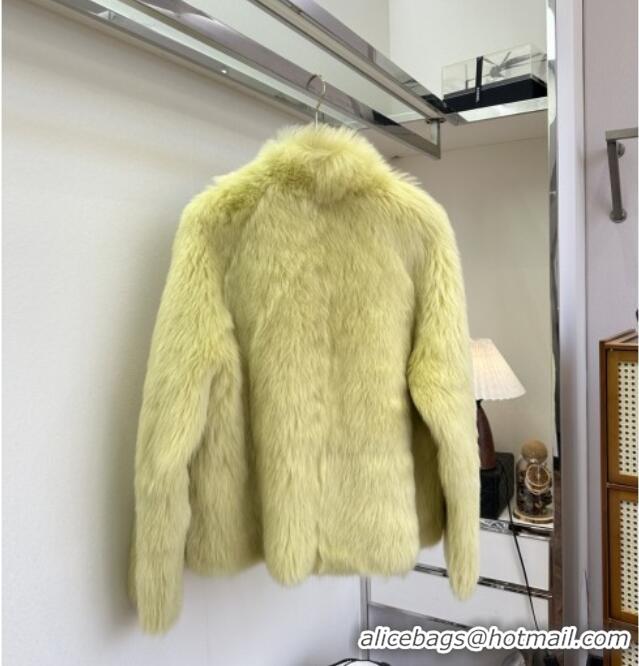Top Grade Discount Celine One Fur Coat C121918 Green 2025